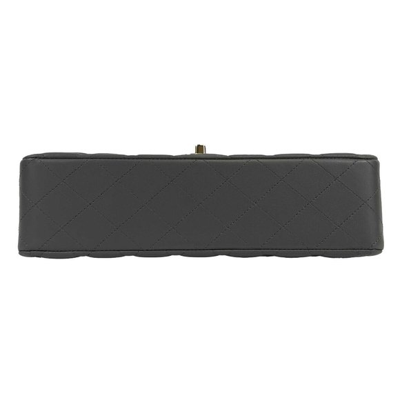 CHANEL - NEW 22A Classic Medium Double Flap Dark Grey CC Shoulder Bag - Picture 6 of 12